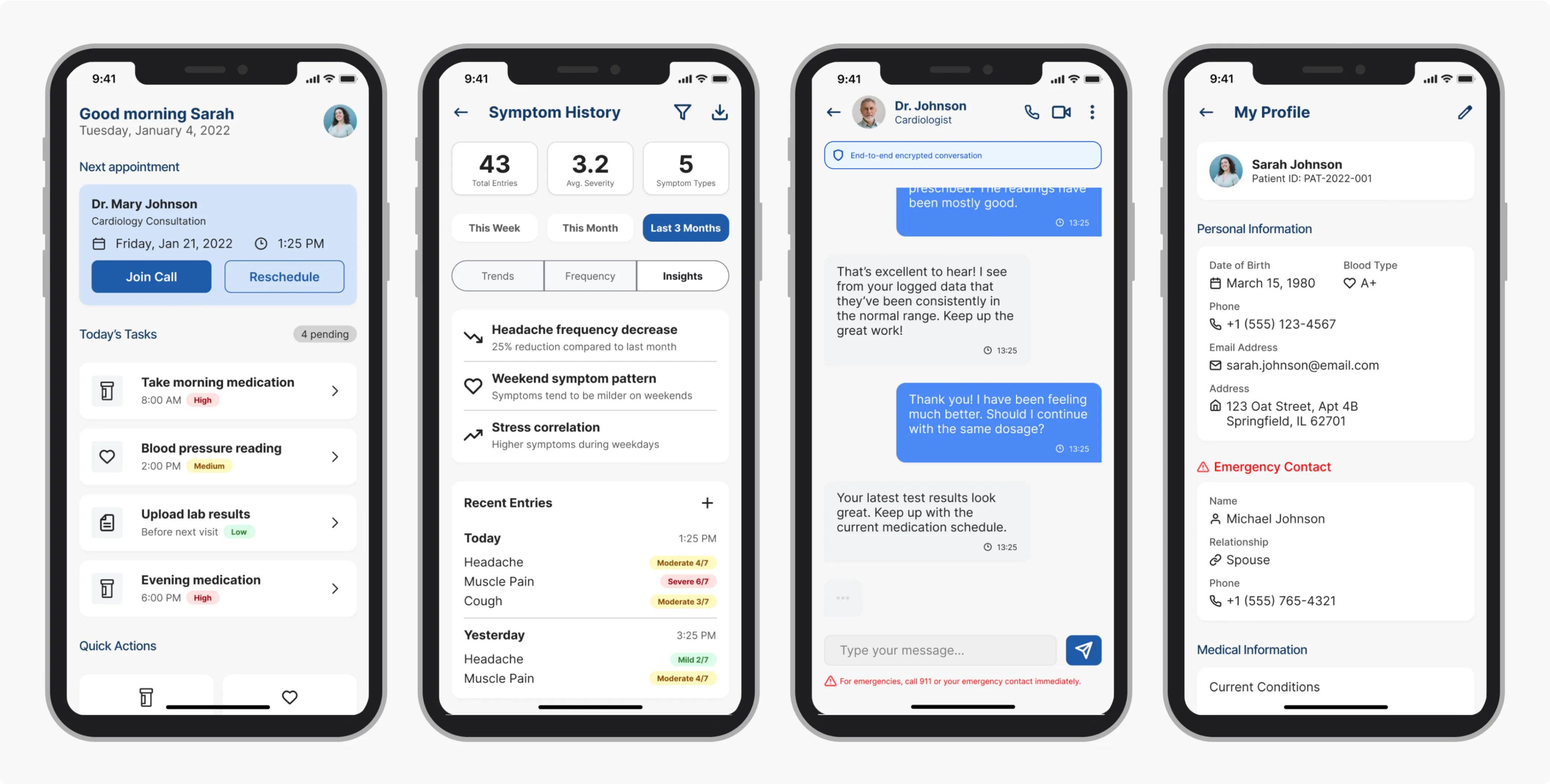 SoteriaMe final solution - Patient dashboard and medication tracking interface