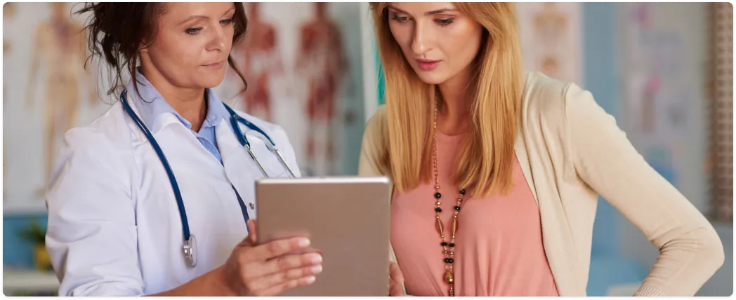 SoteriaMe healthcare platform hero image showing patient-clinician communication interface